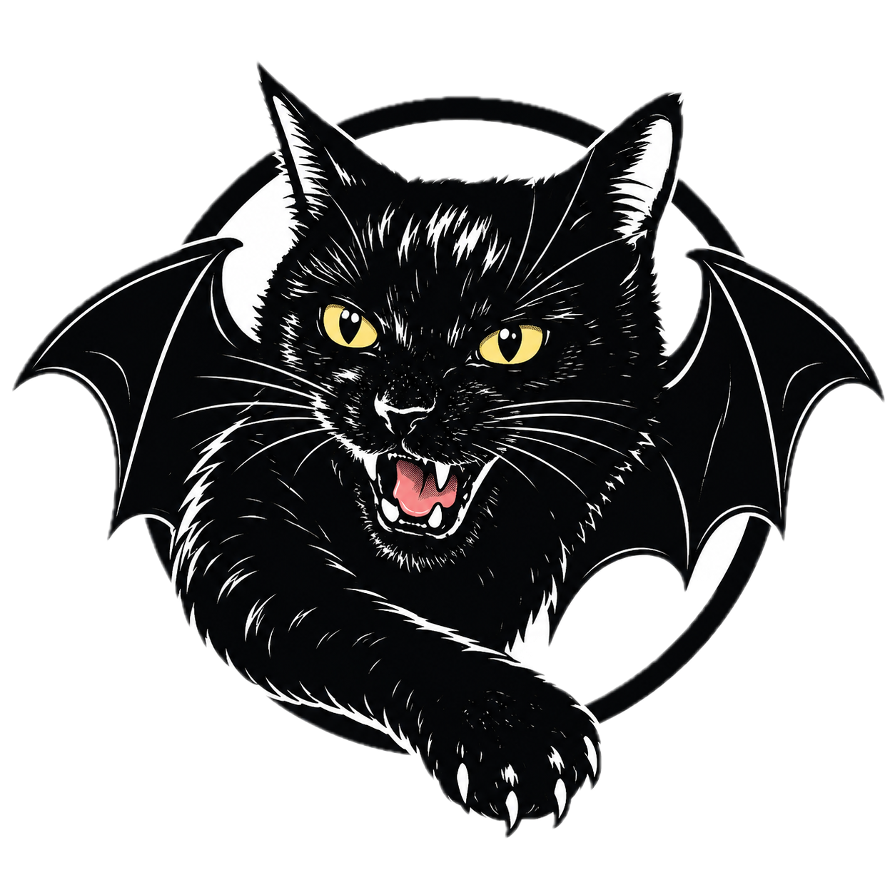 BatCat Cycling — a black cat with bat wings